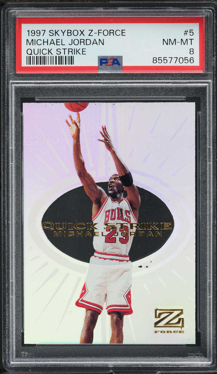1997 Skybox Z-Force Quick Strike Michael Jordan #5 PSA 8 NM-MT