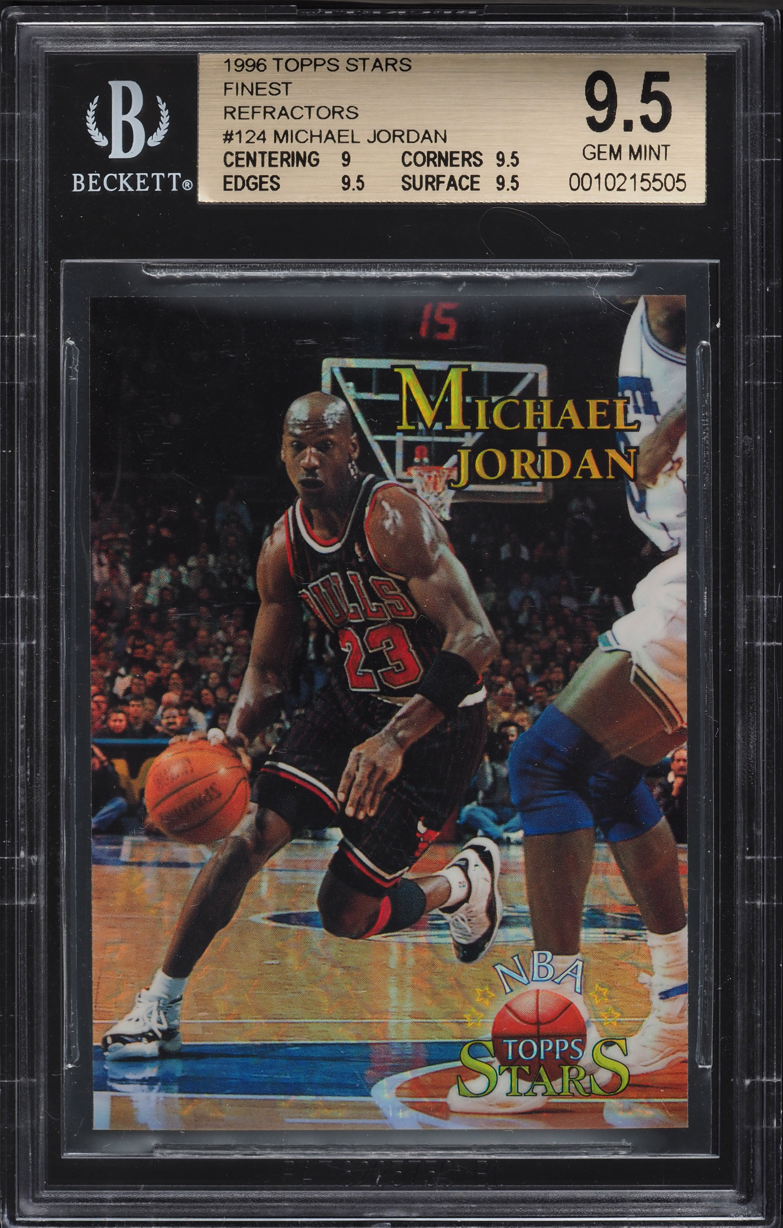 1996 Topps Stars Finest Refractor Michael Jordan #124 BGS 9.5 GEM MINT