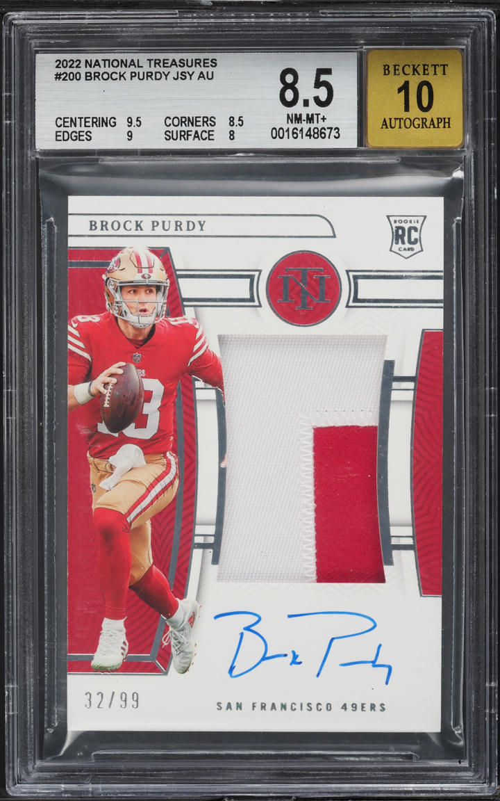 2022 National Treasures Brock Purdy ROOKIE PATCH AUTO /99 #200 BGS 8.5 NM-MT+