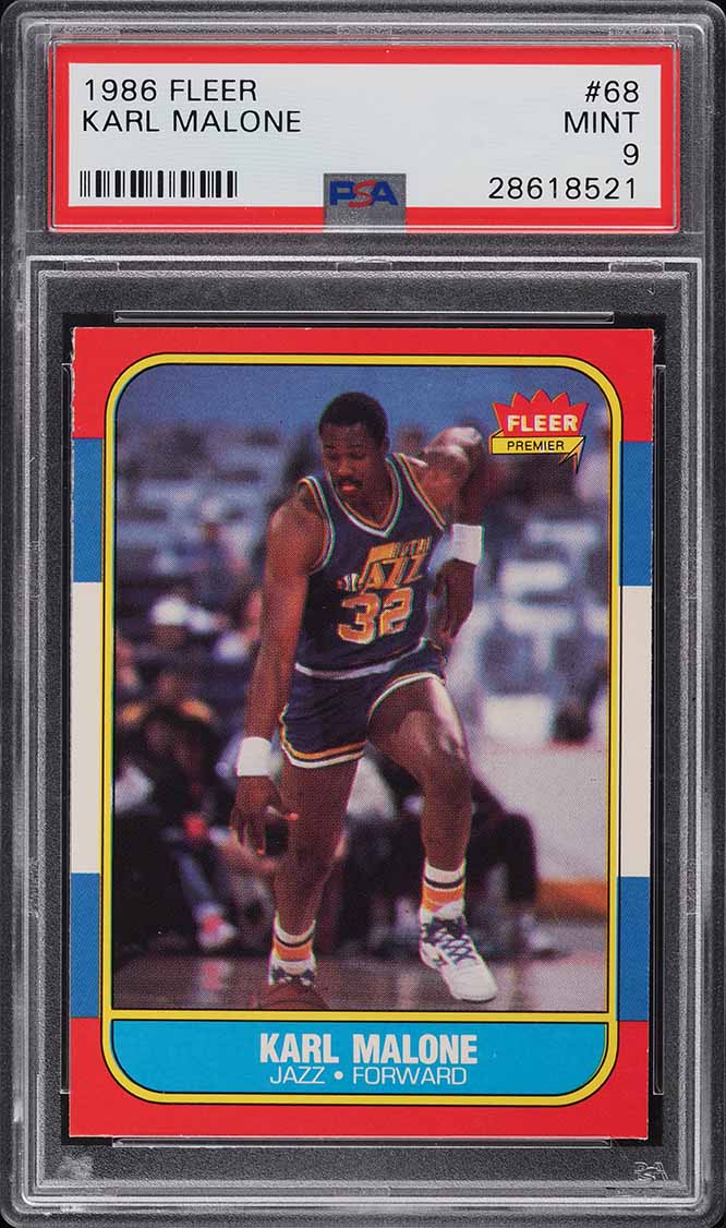 1986 Fleer Basketball Karl Malone ROOKIE #68 PSA 9 MINT