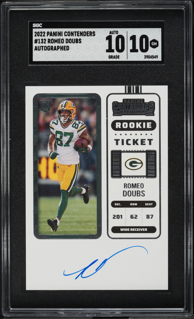 2022 Panini Contenders Romeo Doubs ROOKIE AUTO #132 SGC 10 GEM MINT