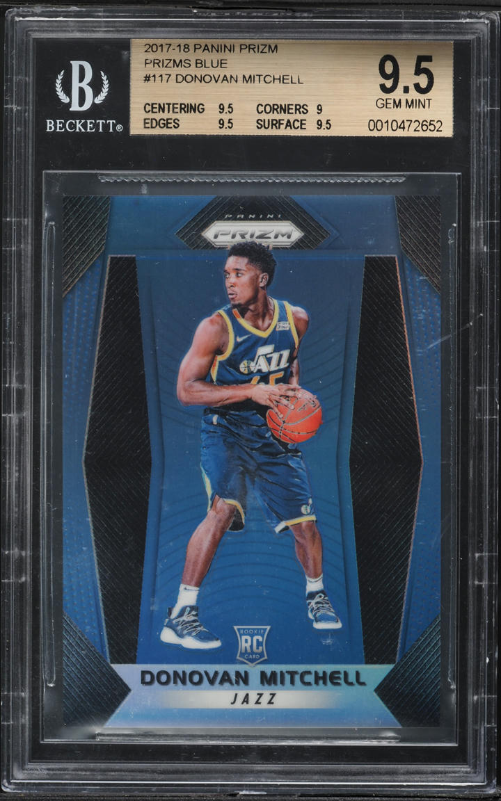 2017 Panini Prizm Blue Donovan Mitchell ROOKIE /199 #117 BGS 9.5 GEM MINT