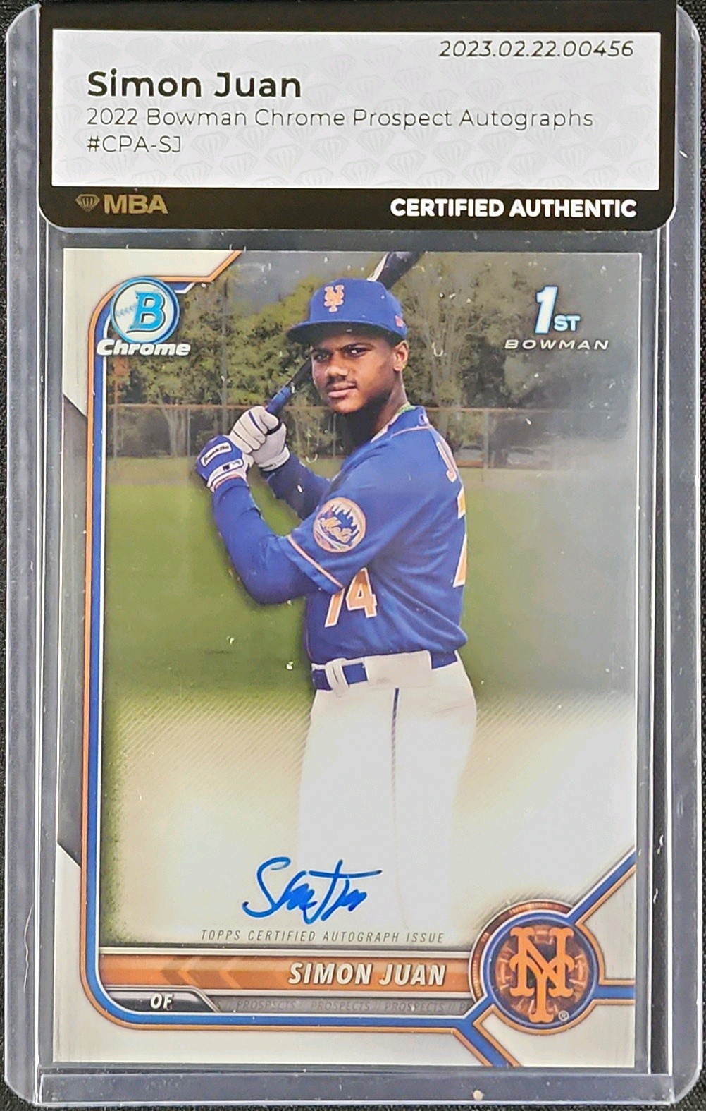 2022 Bowman Chrome Prospect Simon Juan ROOKIE AUTO #CPA-SJ MBA AUTH