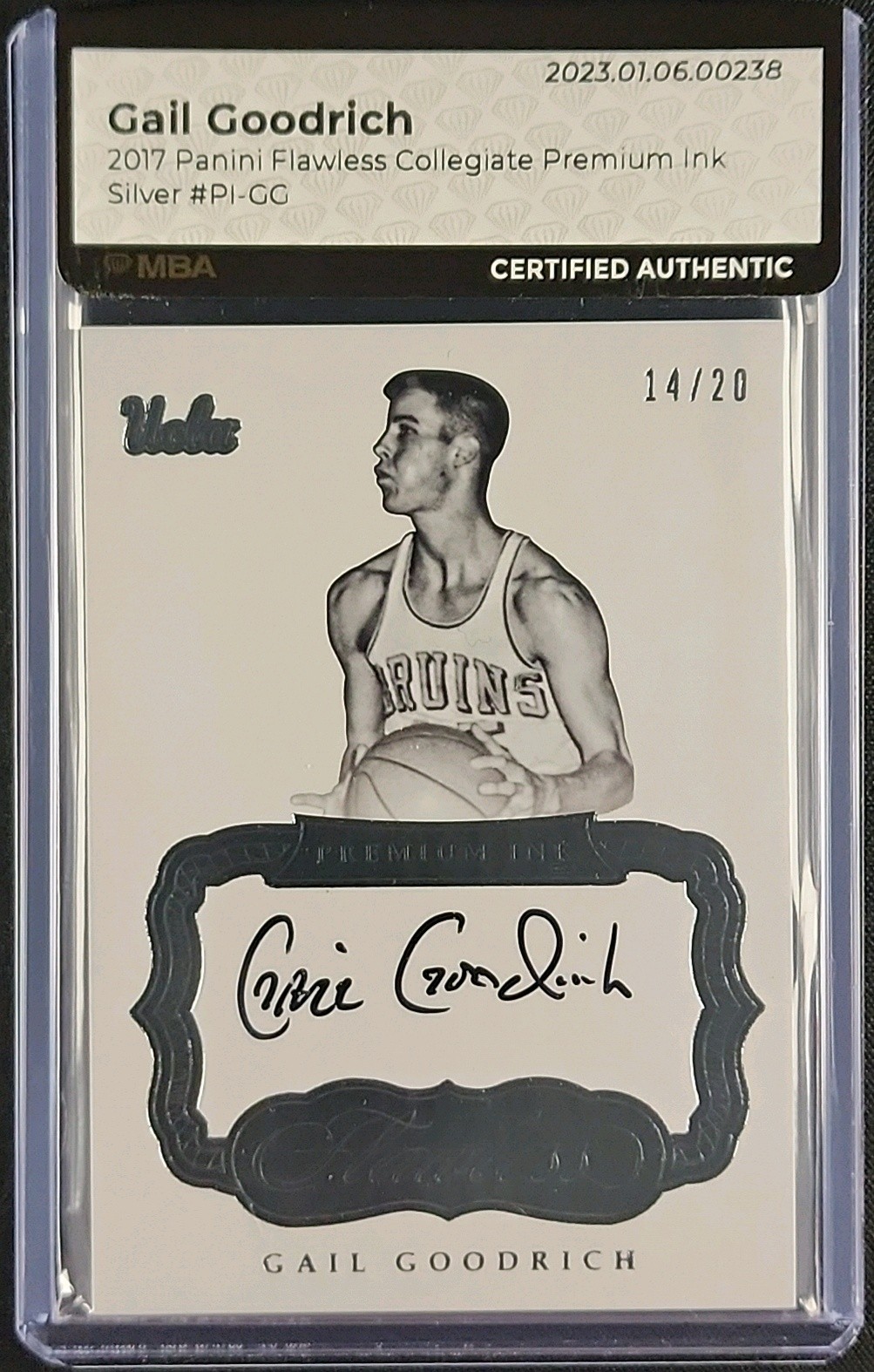2017 Panini Flawless Collegiate Premium Ink Gail Goodrich AUTO /20 MBA AUTH