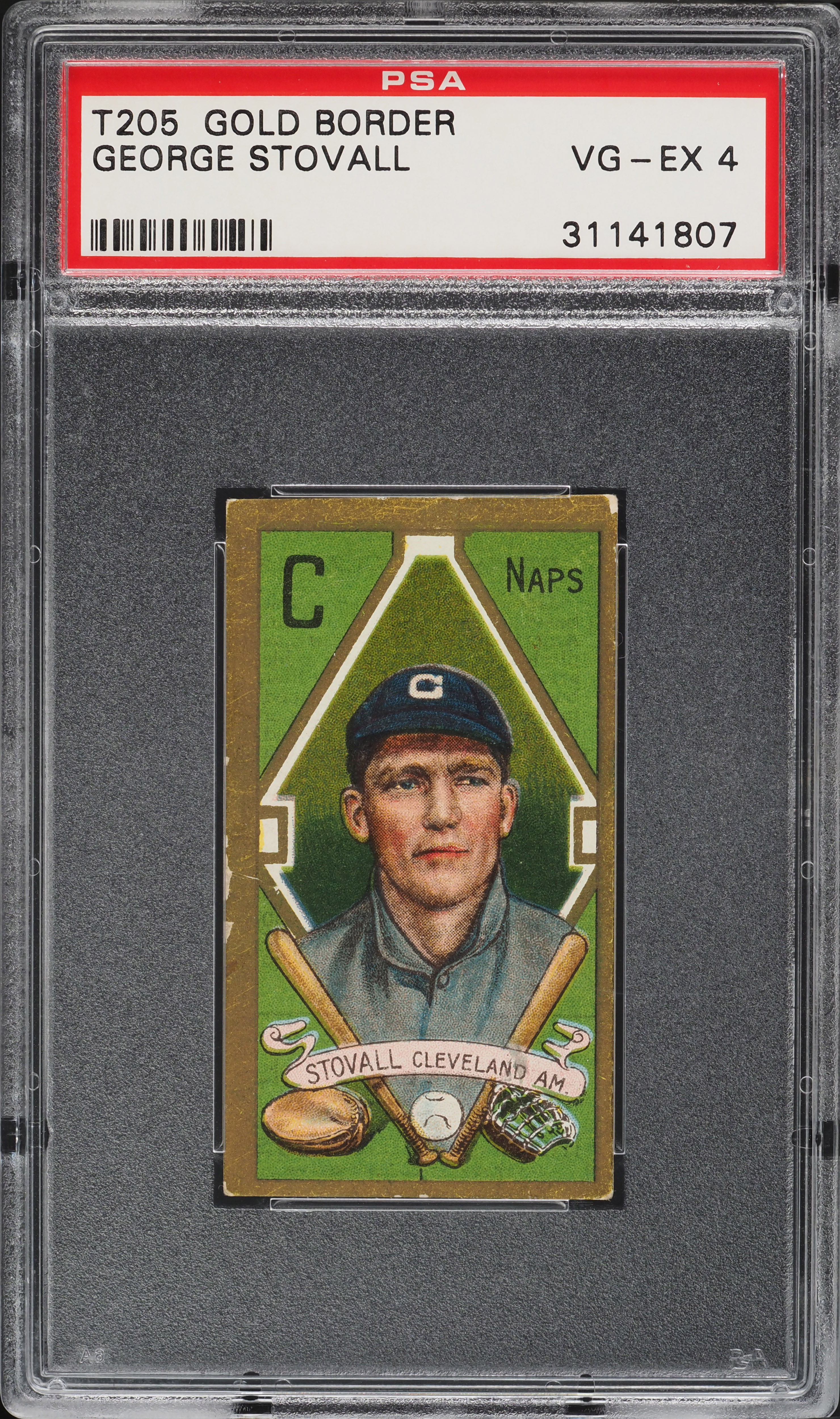 1911 T205 Gold Border George Stovall PSA 4 VGEX