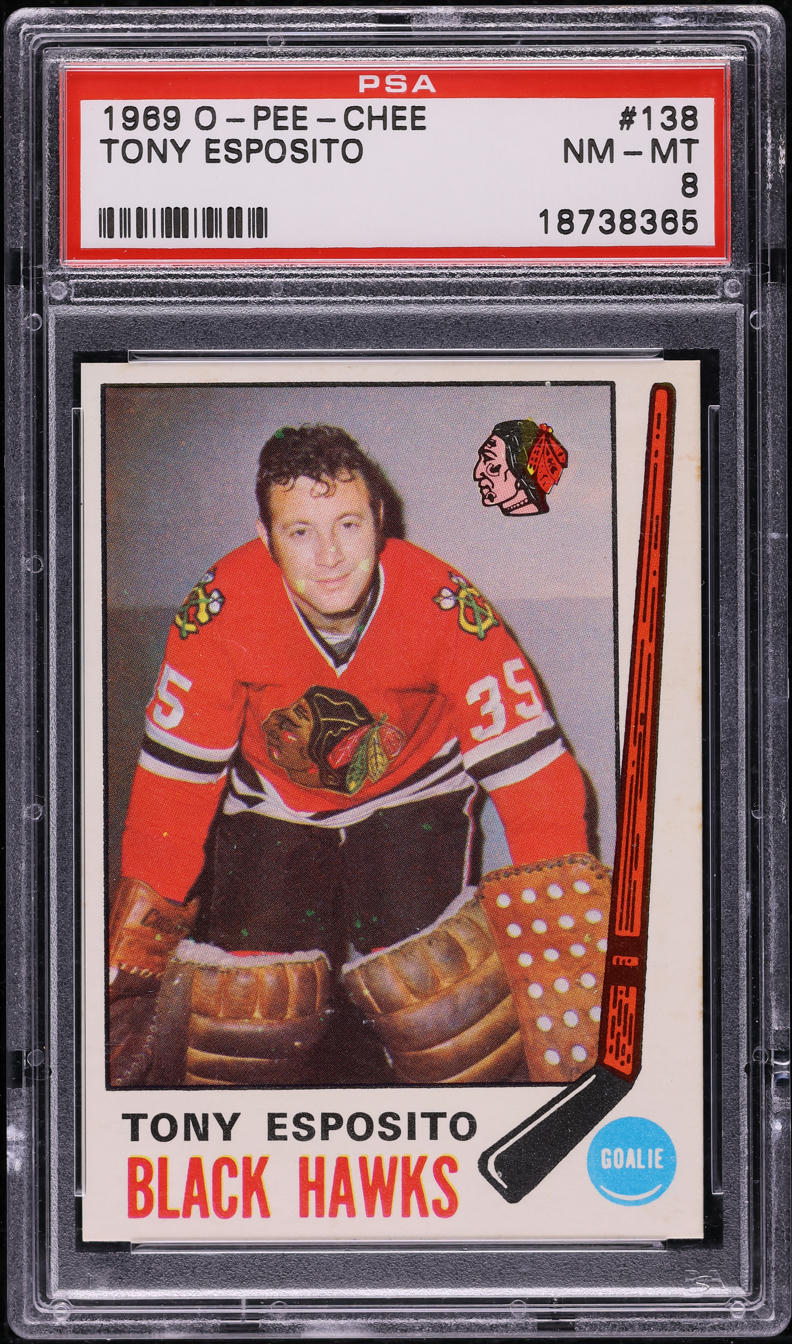 1969 O-Pee-Chee Hockey Tony Esposito ROOKIE #138 PSA 8 NM-MT