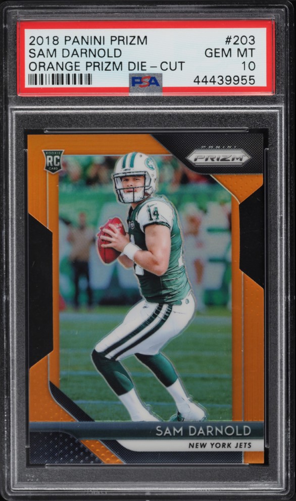 2018 Panini Prizm Orange Die-Cut Sam Darnold ROOKIE /249 #203 PSA 10 GEM MINT