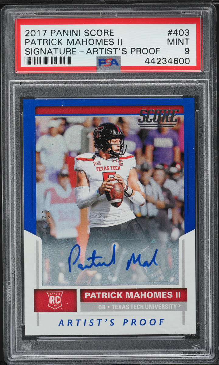 2017 Score Artist's Proof Patrick Mahomes II ROOKIE AUTO /35 #403 PSA 9 MINT