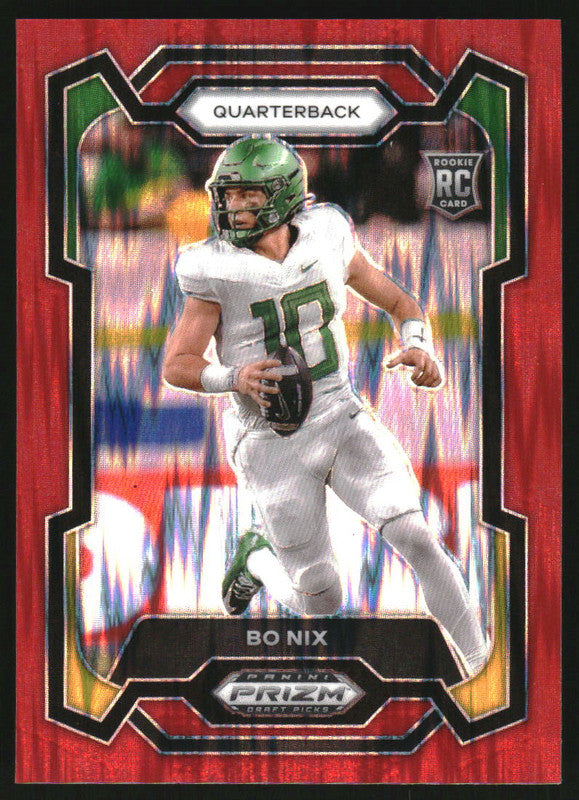 2024 Panini Prizm Draft Picks Prizms Red Flash #105 Bo Nix RC /49