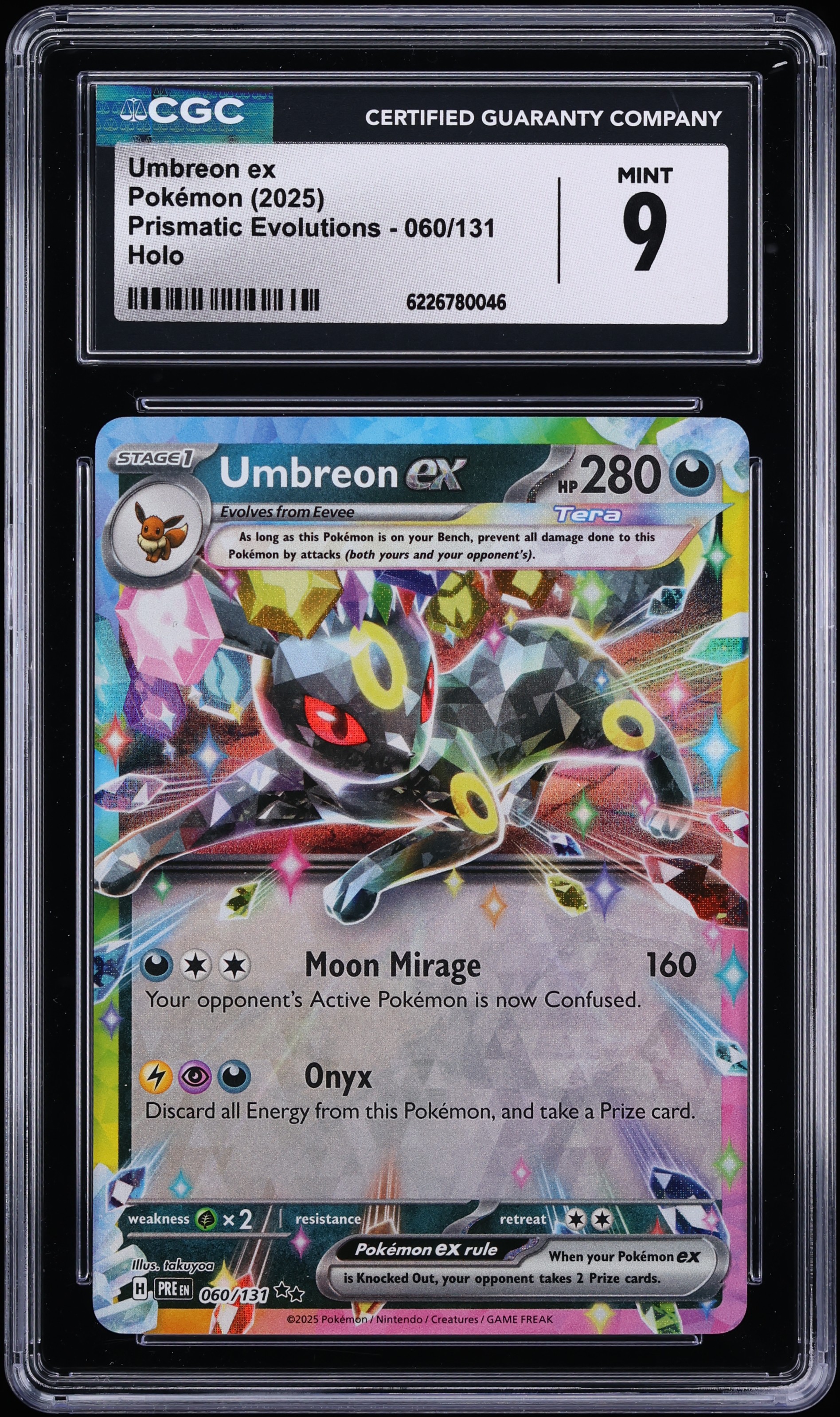 2025 Pokemon Scarlet & Violet Prismatic Evolutions Holo Umbreon EX #60 CGC 9 MINT