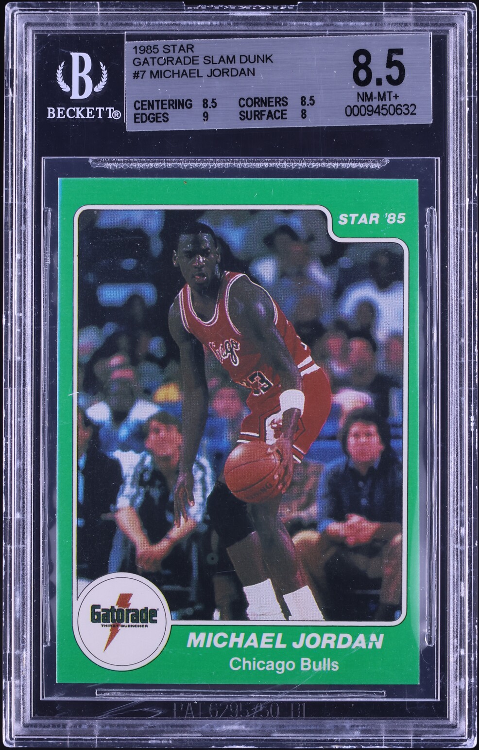 1985 Star Gatorade Slam Dunk Michael Jordan ROOKIE #7 BGS 8.5 NM-MT+