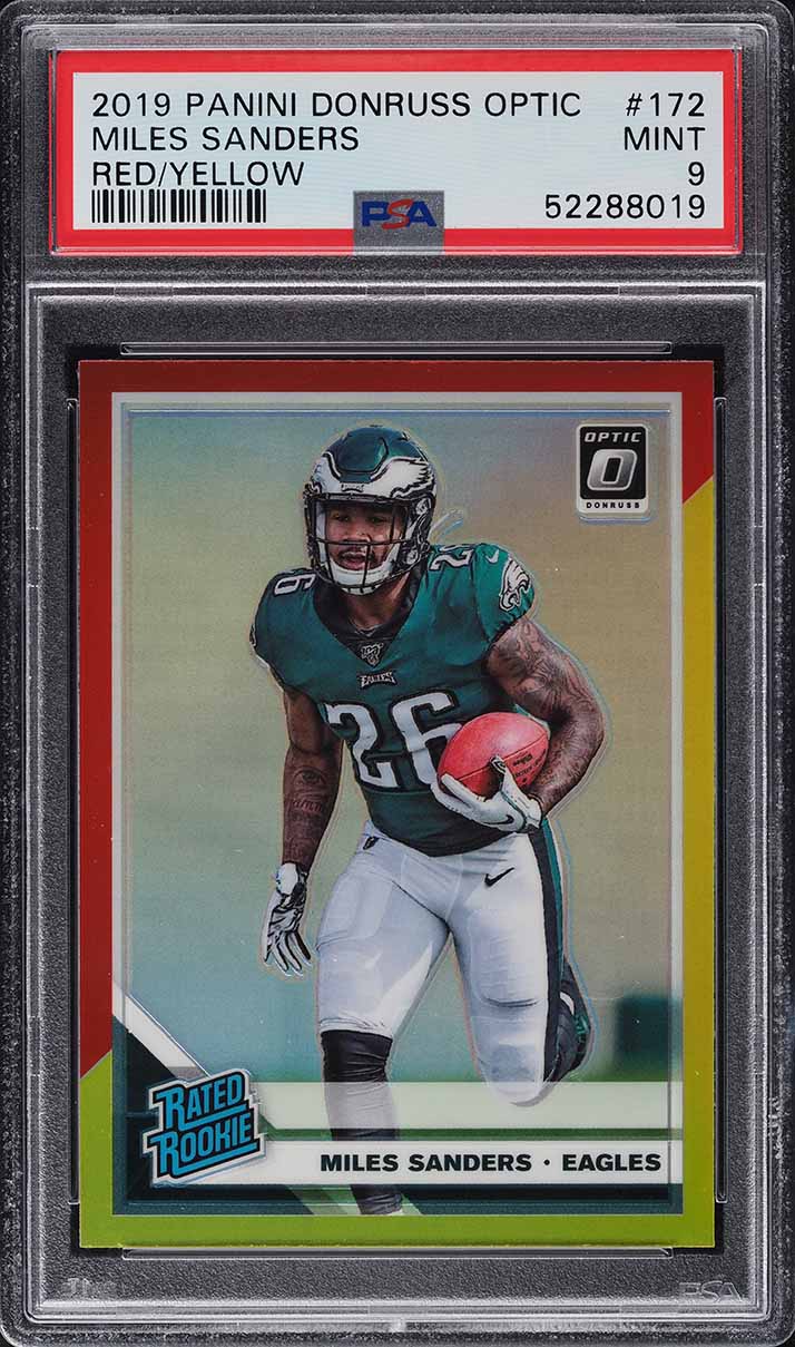 2019 Donruss Optic Red Yellow Miles Sanders ROOKIE RC #172 PSA 9 MINT