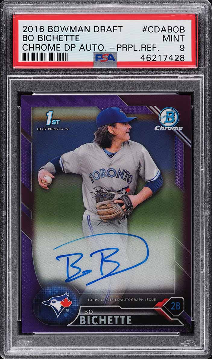 2016 Bowman Chrome Draft Purple Refractor Bo Bichette ROOKIE AUTO /250 PSA 9