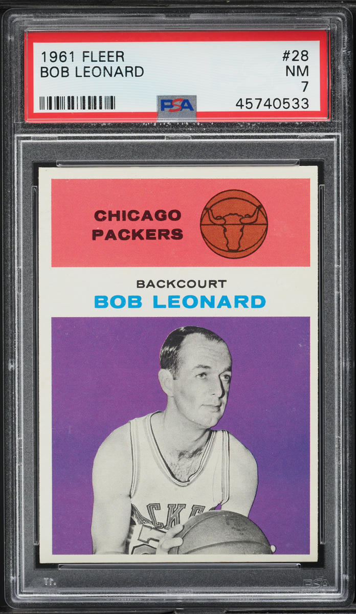 1961 Fleer Basketball Bob Slick Leonard ROOKIE #28 PSA 7 NRMT