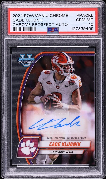2024 Bowman Chrome University Prospect Cade Klubnik ROOKIE AUTO #PACKL PSA 10 GEM MINT