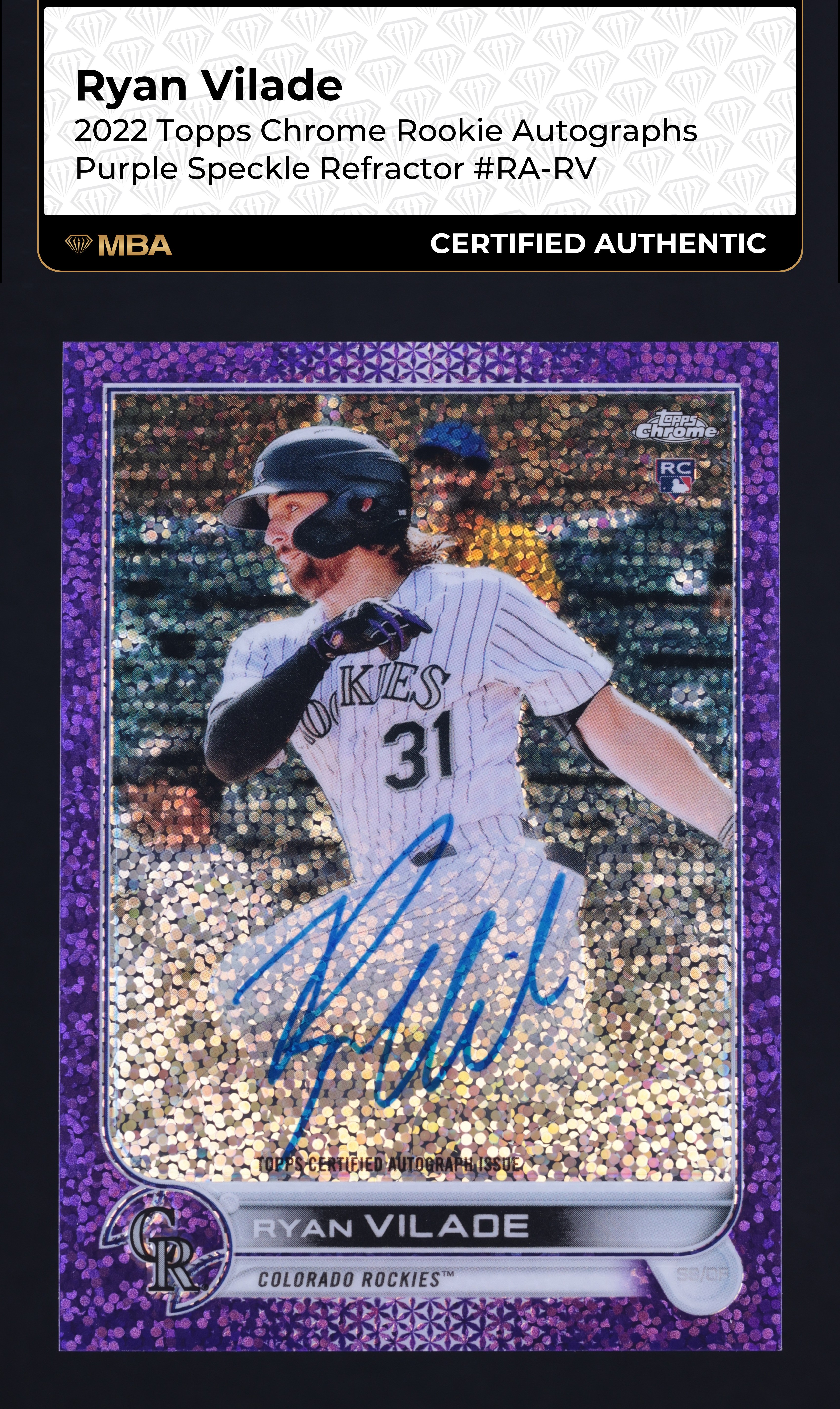 2022 Topps Chrome Purple Speckle Refractor Ryan Vilade ROOKIE AUTO /299 MBA AUTH
