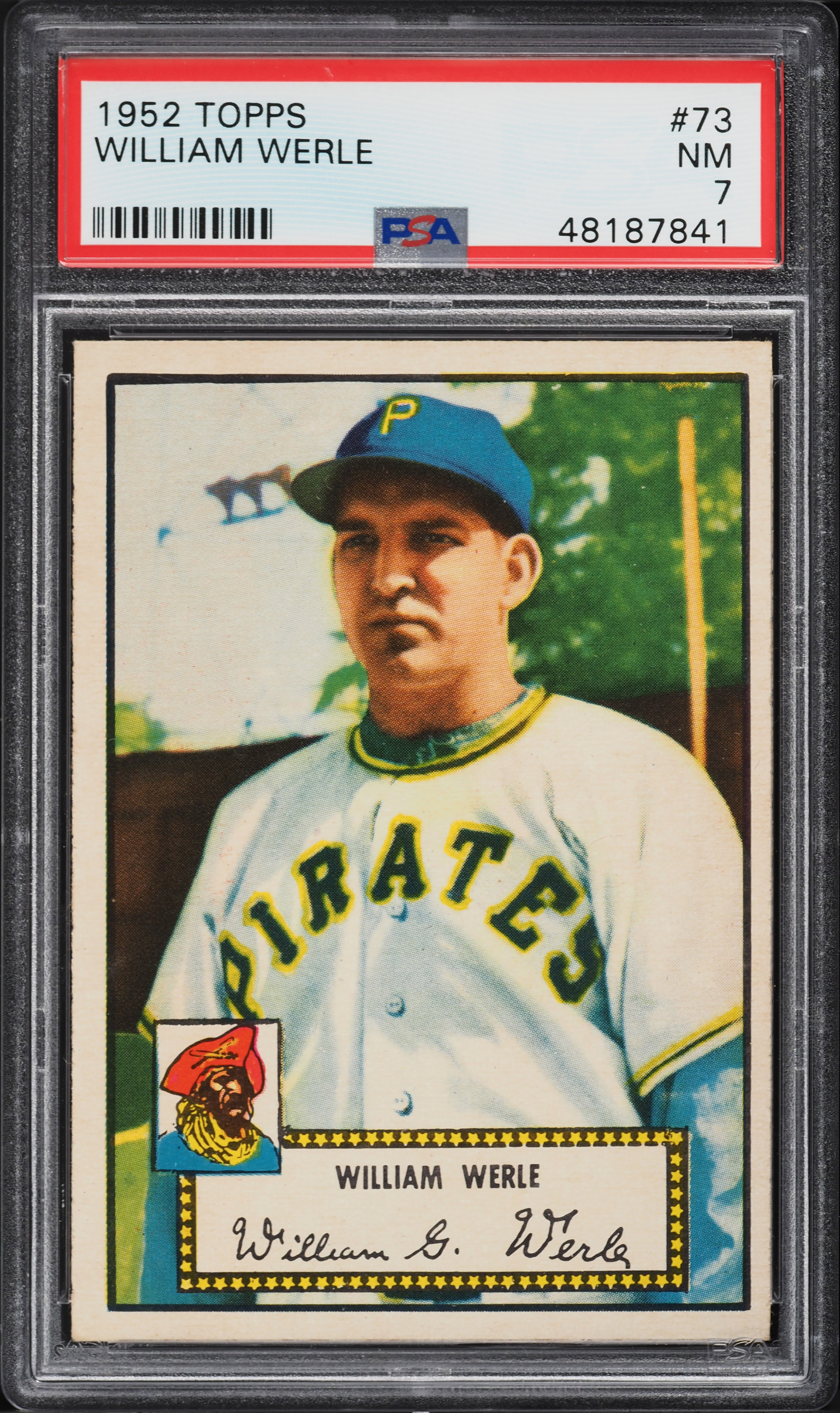 1952 Topps William Werle #73 PSA 7 NRMT