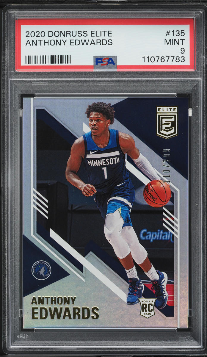 2020 Donruss Elite Anthony Edwards ROOKIE /299 #135 PSA 9 MINT