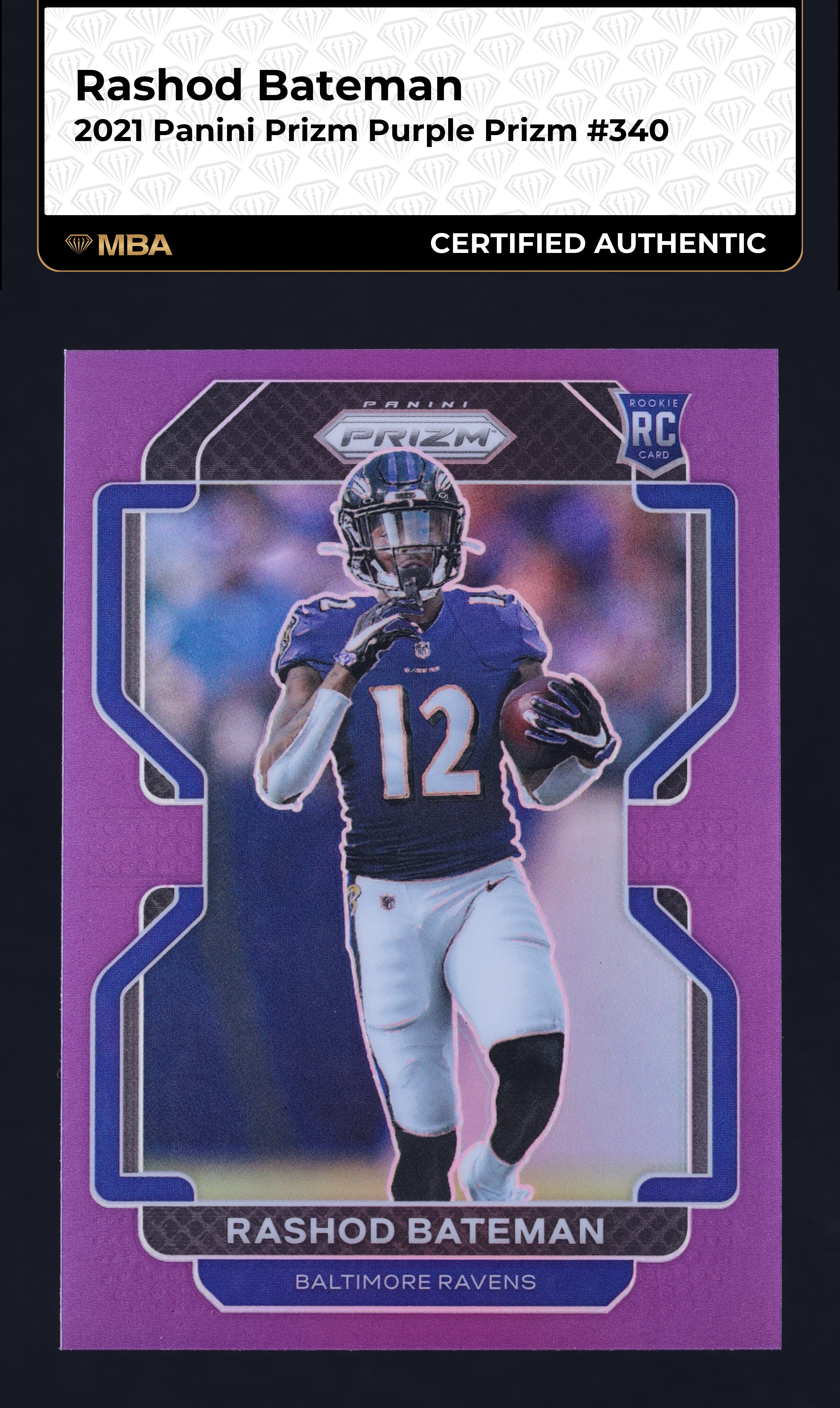 2021 Panini Prizm Purple Rashod Bateman ROOKIE /125 #340 MBA AUTH