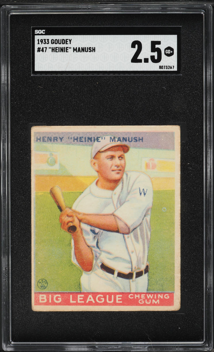 1933 Goudey Heinie Manush #47 SGC 2.5 GD+
