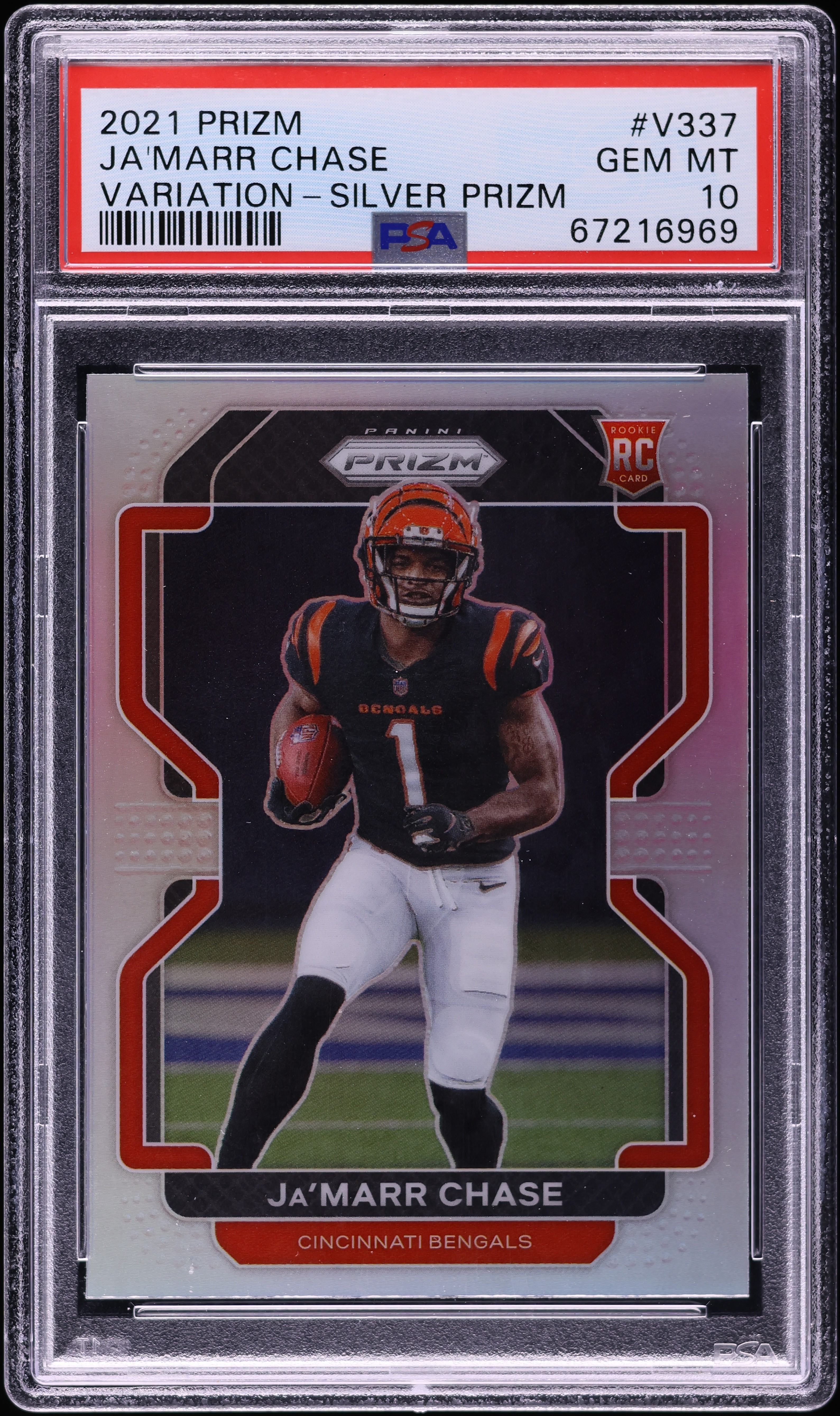 2021 Panini Prizm Variation Silver Ja'Marr Chase ROOKIE #V-337 PSA 10 GEM MINT