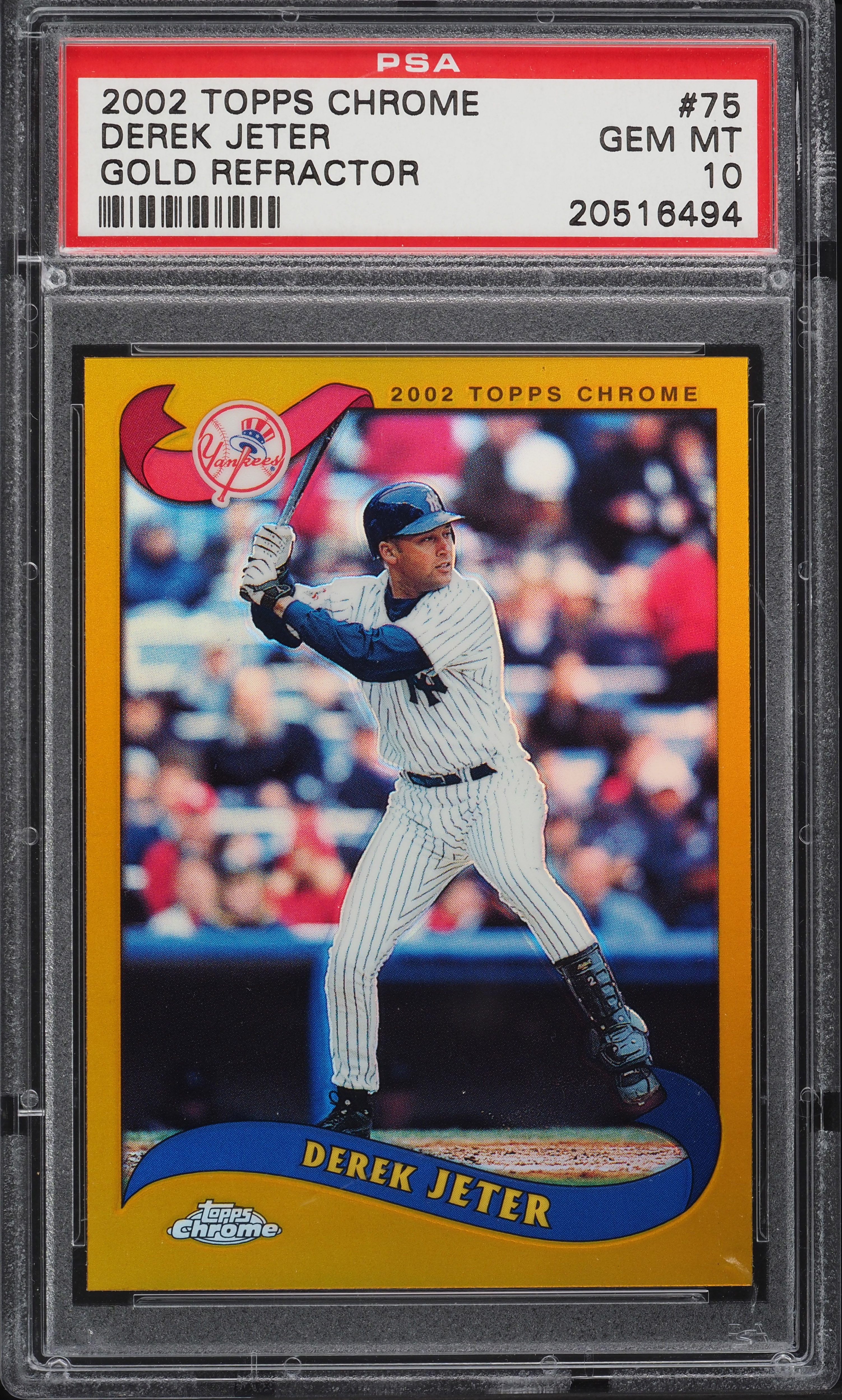 2002 Topps Chrome Gold Refractor Derek Jeter #75 PSA 10 GEM MINT