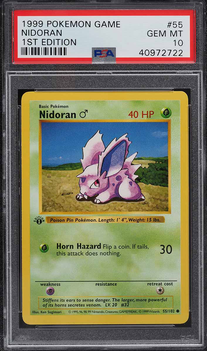 1999 Pokemon Base Set Shadowless 1st Edition Nidoran #55 PSA 10 GEM MINT