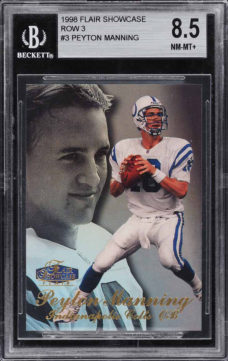 1998 Flair Showcase Row 3 Peyton Manning ROOKIE #3 BGS 8.5 NM-MT+
