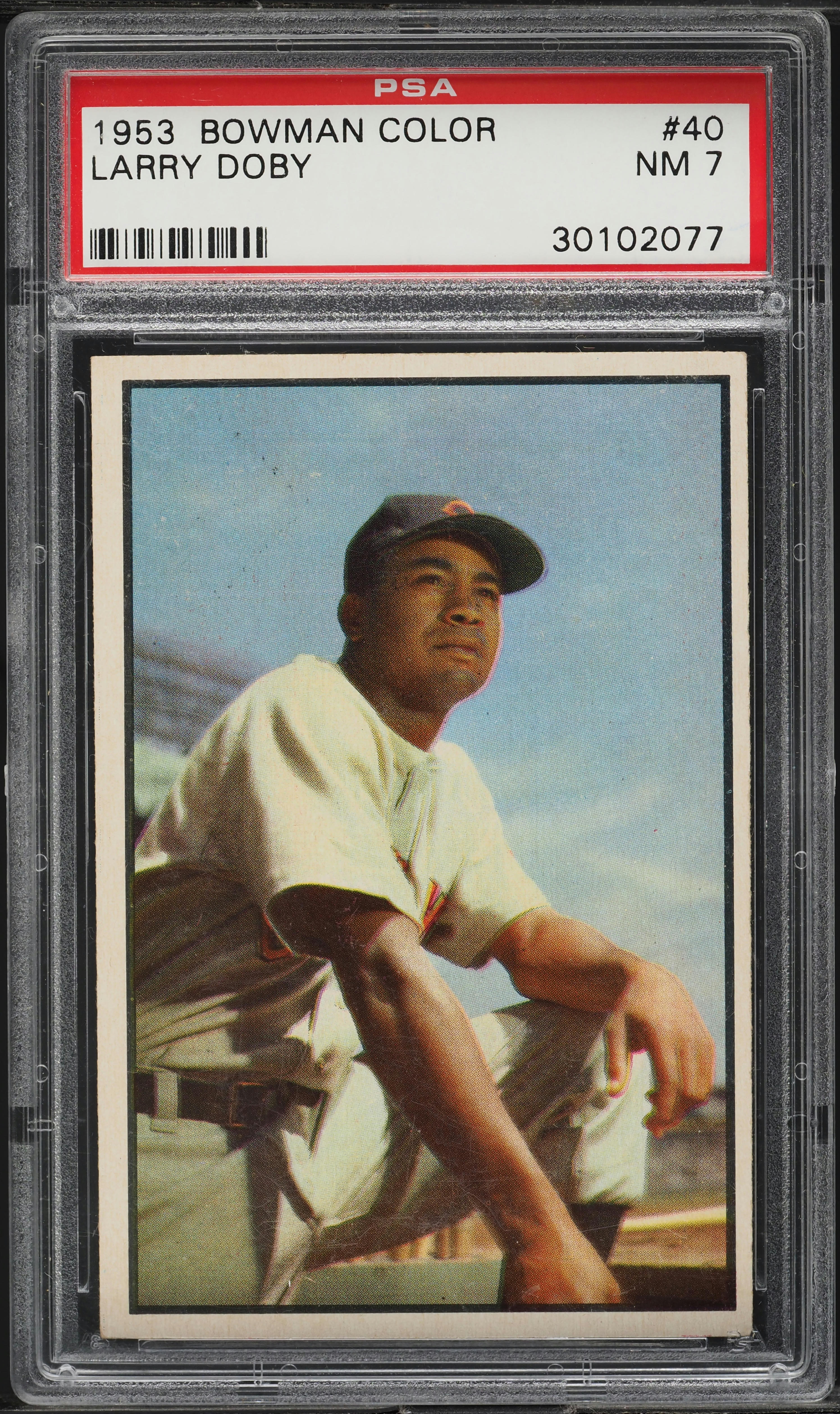 1953 Bowman Color SETBREAK Larry Doby #40 PSA 7 NRMT