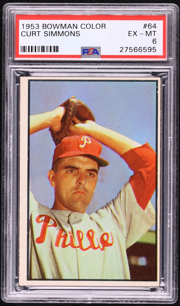 1953 Bowman Color Curt Simmons #64 PSA 6 EXMT