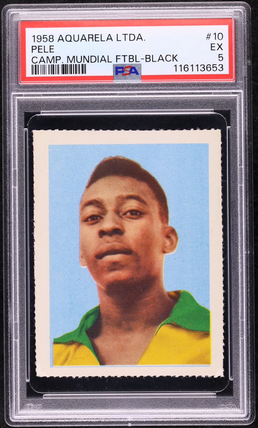 1958 Editora Aquarela Pele ROOKIE, MUNDIAL FUTBOL BLACK #10 PSA 5 EX
