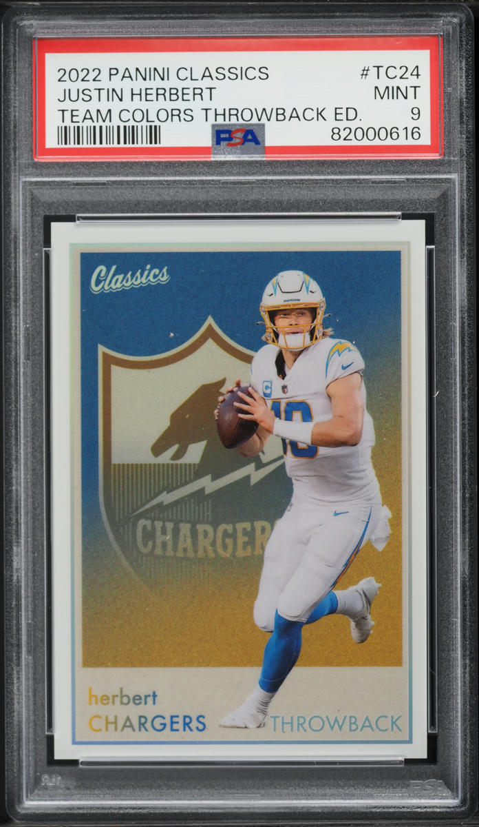 2022 Panini Classics Team Colors Throwback Justin Herbert #TC-24 PSA 9 MINT