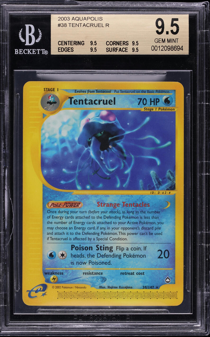 2003 Pokemon Aquapolis Tentacruel #38 BGS 9.5 GEM MINT