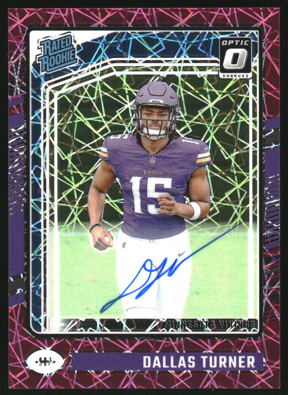 2024 Donruss Optic Autographs Pink Velocity #224 Dallas Turner Rookie Auto /50