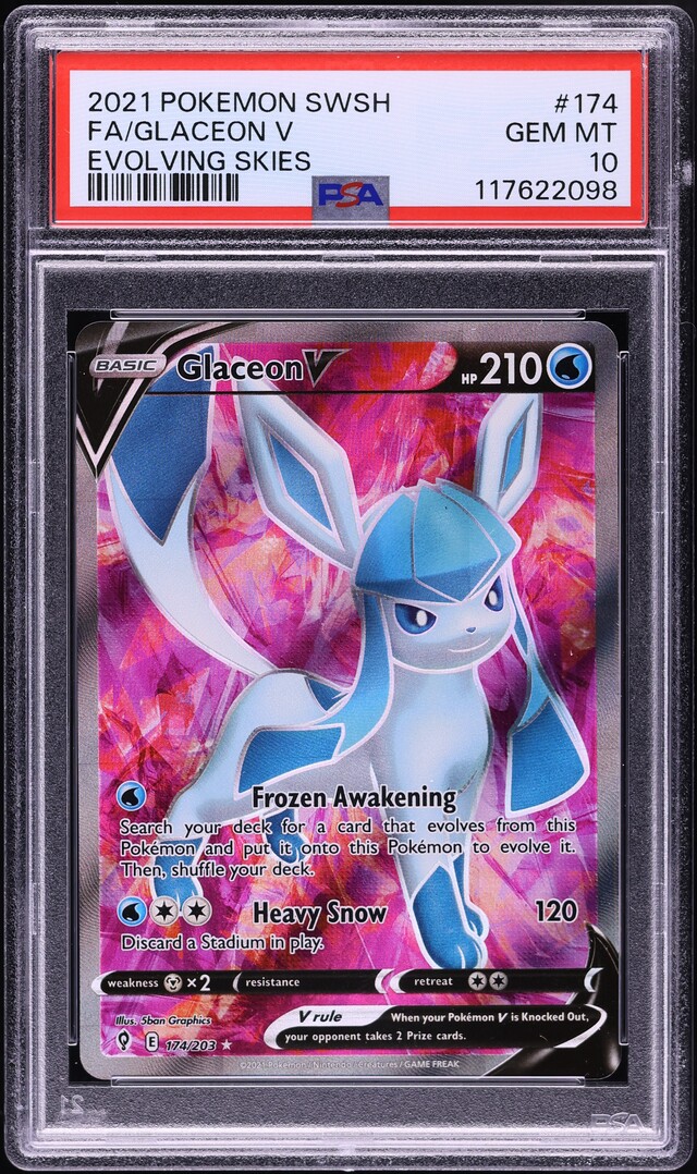 2021 Pokemon Sword & Shield Evolving Skies Full Art Glaceon V #174 PSA 10 GEM MINT
