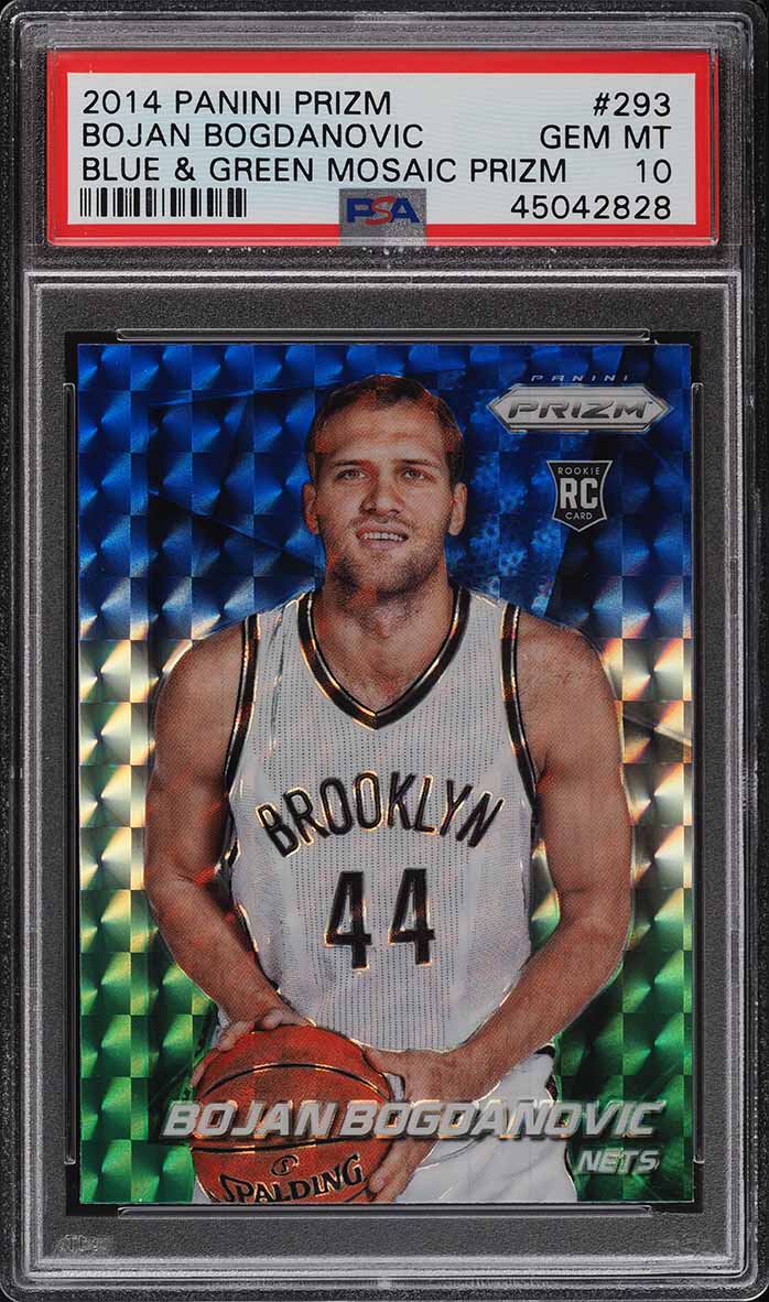 2014 Panini Prizm Blue Green Mosaic Prizms Bojan Bogdanovic ROOKIE #293 PSA 10