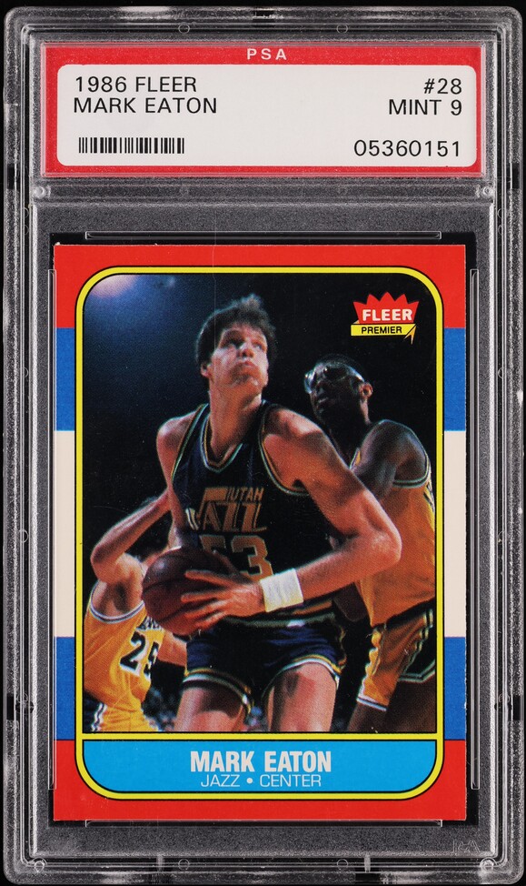 1986 Fleer Basketball Mark Eaton #28 PSA 9 MINT