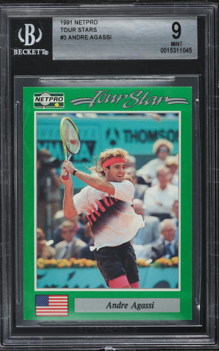1991 Netpro Tour Star Tennis Andre Agassi #3 BGS 9 MINT