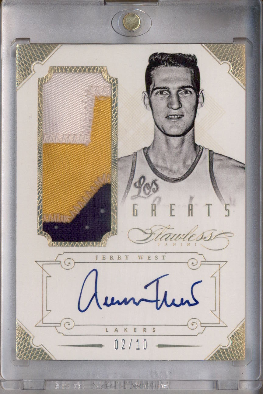 2012-13 Panini Flawless Greats Patches Autographs Gold Jerry West Auto /10