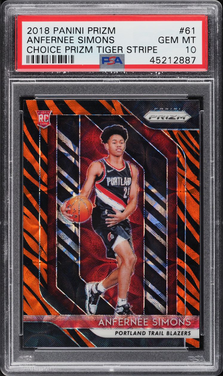 2018 Panini Prizm Choice Tiger Stripe Anfernee Simons ROOKIE RC #61 PSA 10 GEM