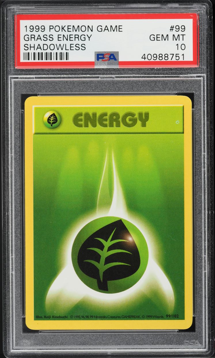 1999 Pokemon Base Set Shadowless Grass Energy #99 PSA 10 GEM MINT