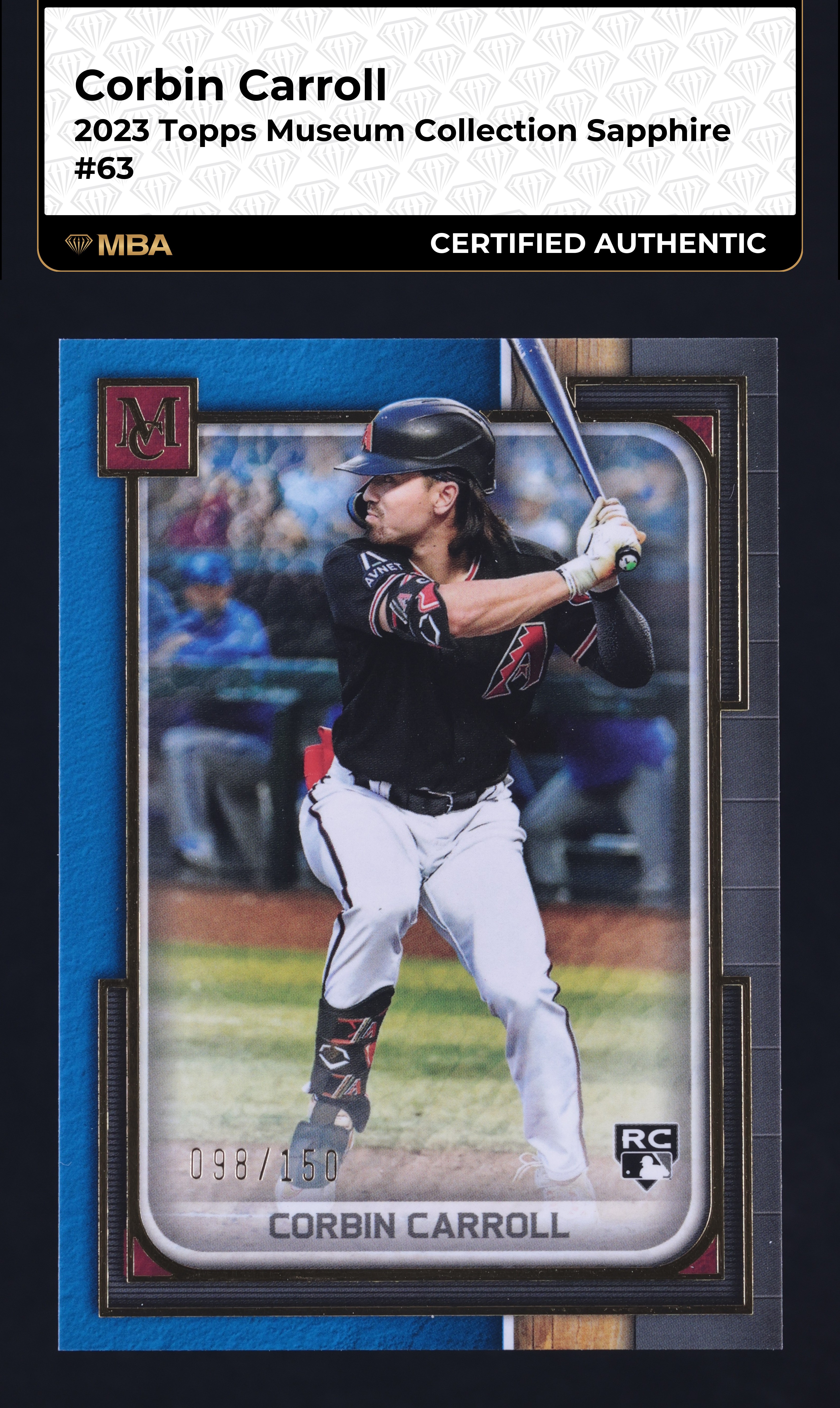 2023 Topps Museum Collection Sapphire Corbin Carroll ROOKIE /150 #63 MBA AUTH