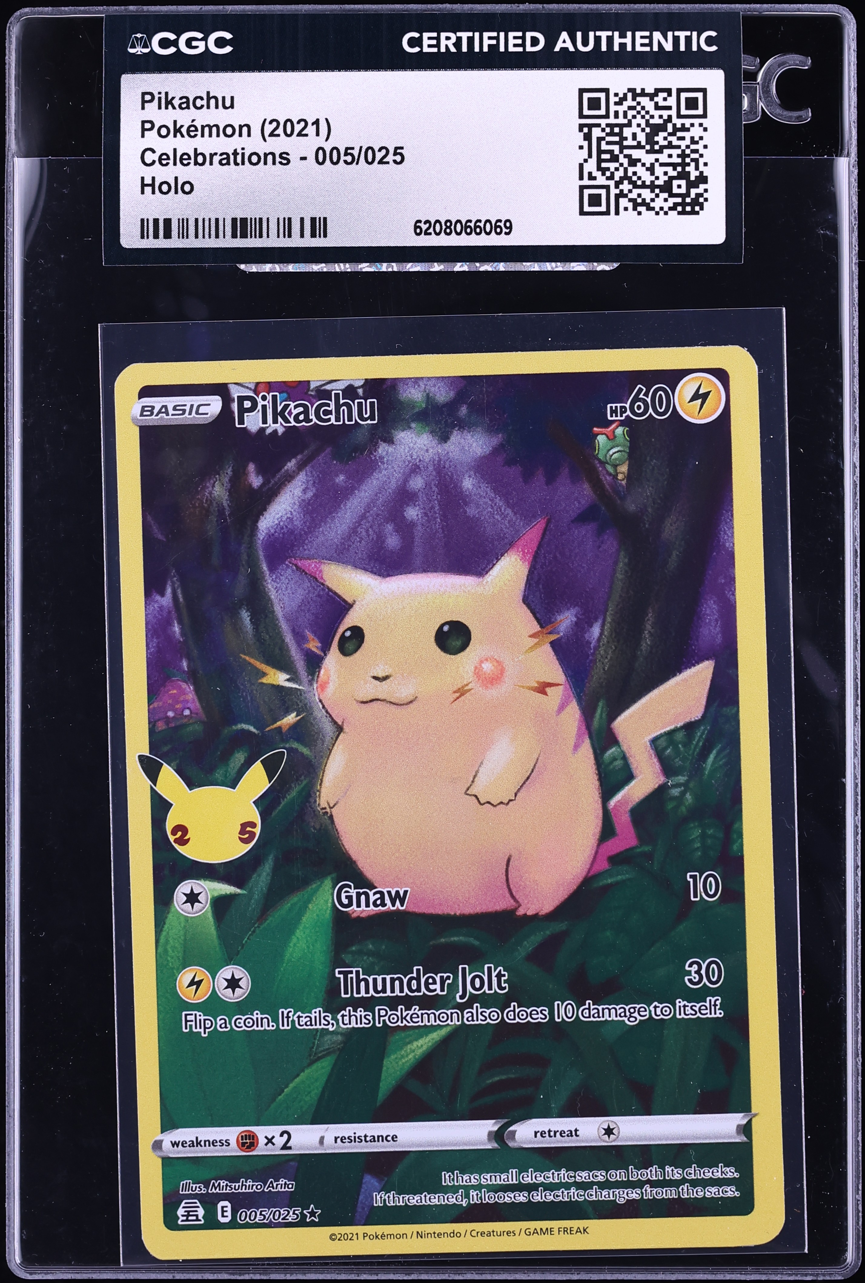 2021 Pokemon Sword & Shield Celebrations Full Art Pikachu #5 CGC AUTH