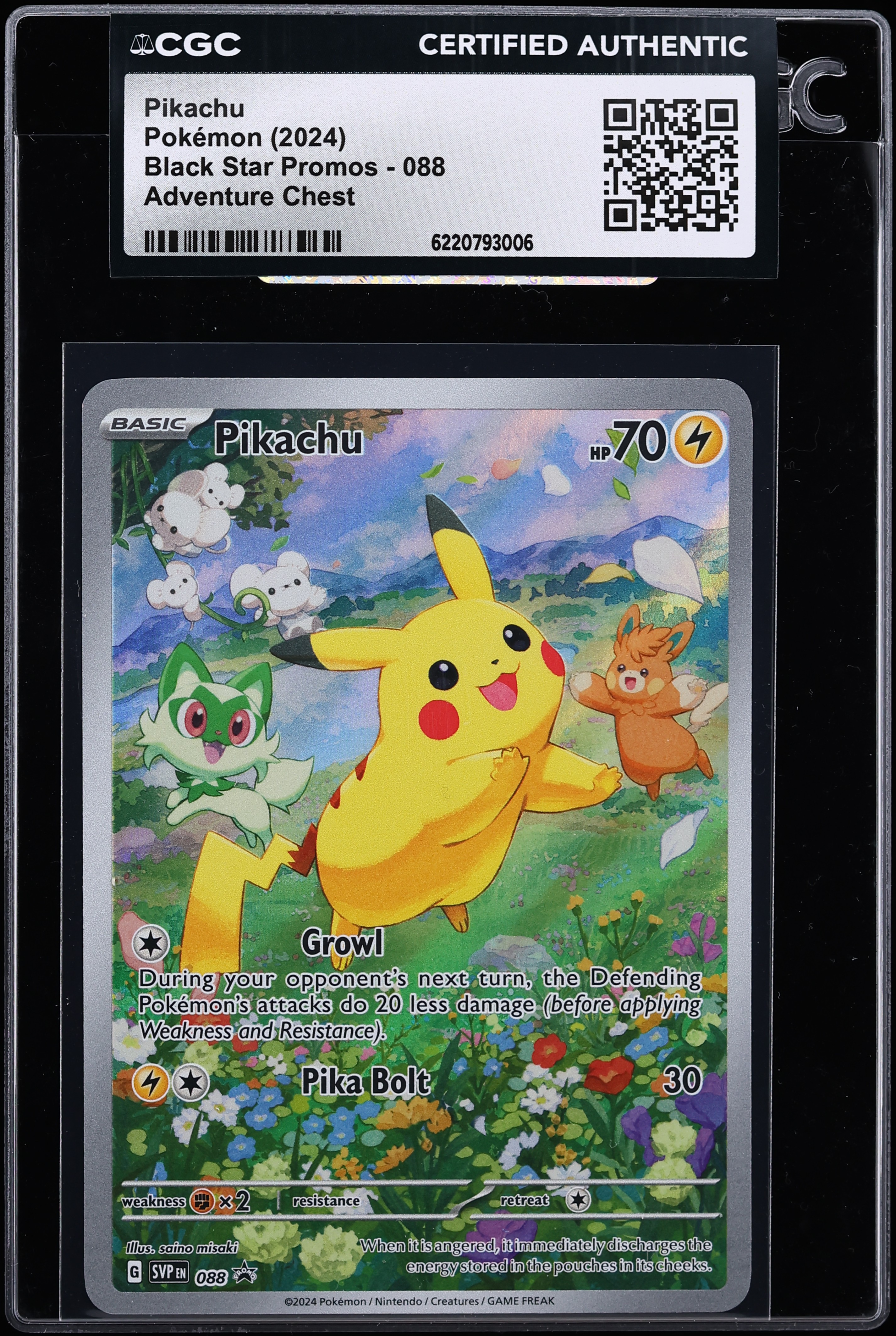 2024 Pokemon Scarlet & Violet Promo Adventure Chest Full Art Pikachu #88 CGC AUTH