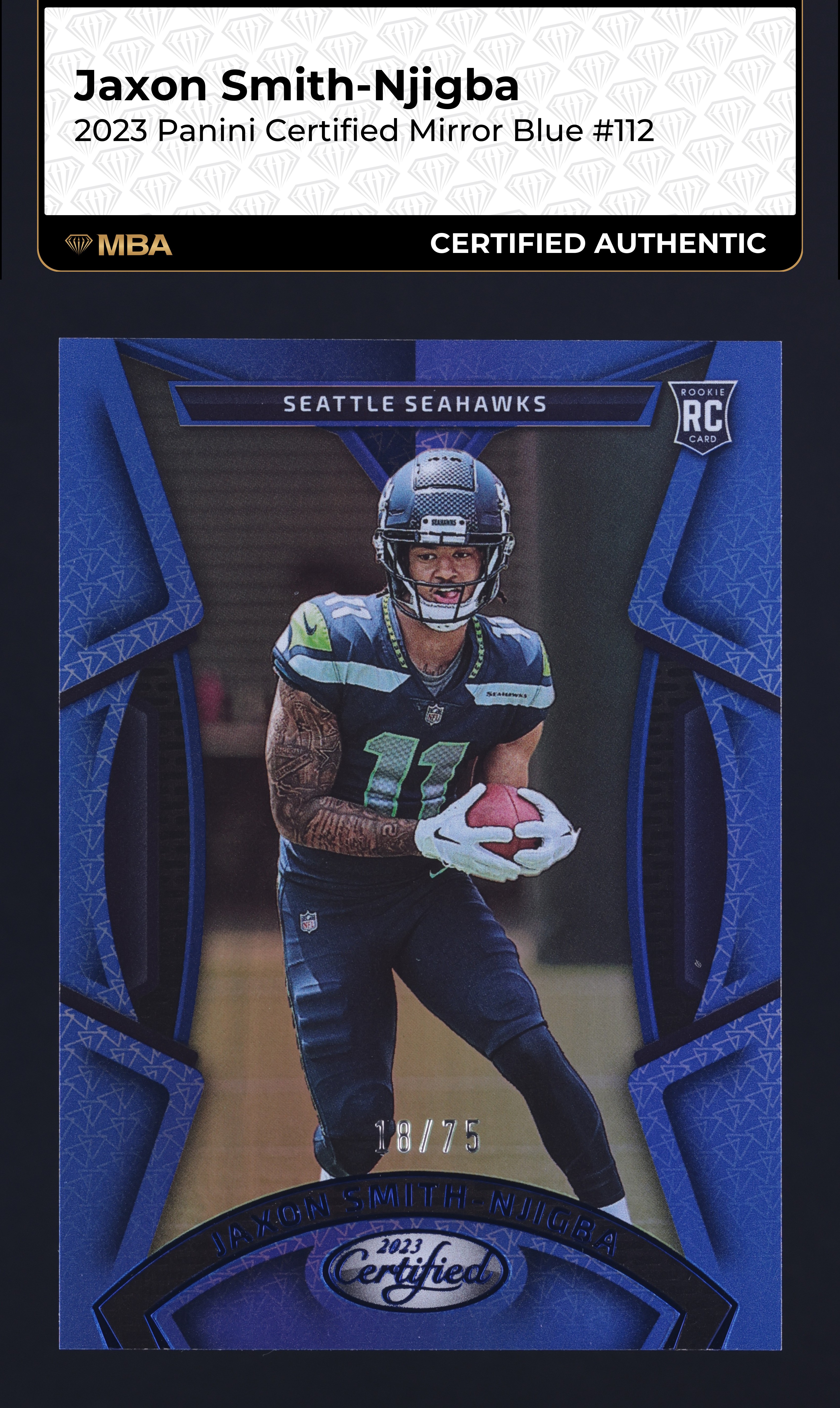 2023 Panini Certified Mirror Blue Jaxon Smith-Njigba ROOKIE /75 #112 MBA AUTH
