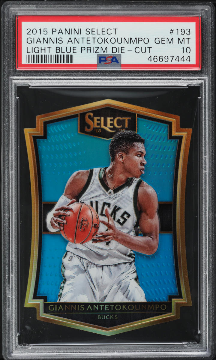 2015 Select Light Blue Prizm Die-Cut Giannis Antetokounmpo /199 #193 PSA 10 GEM
