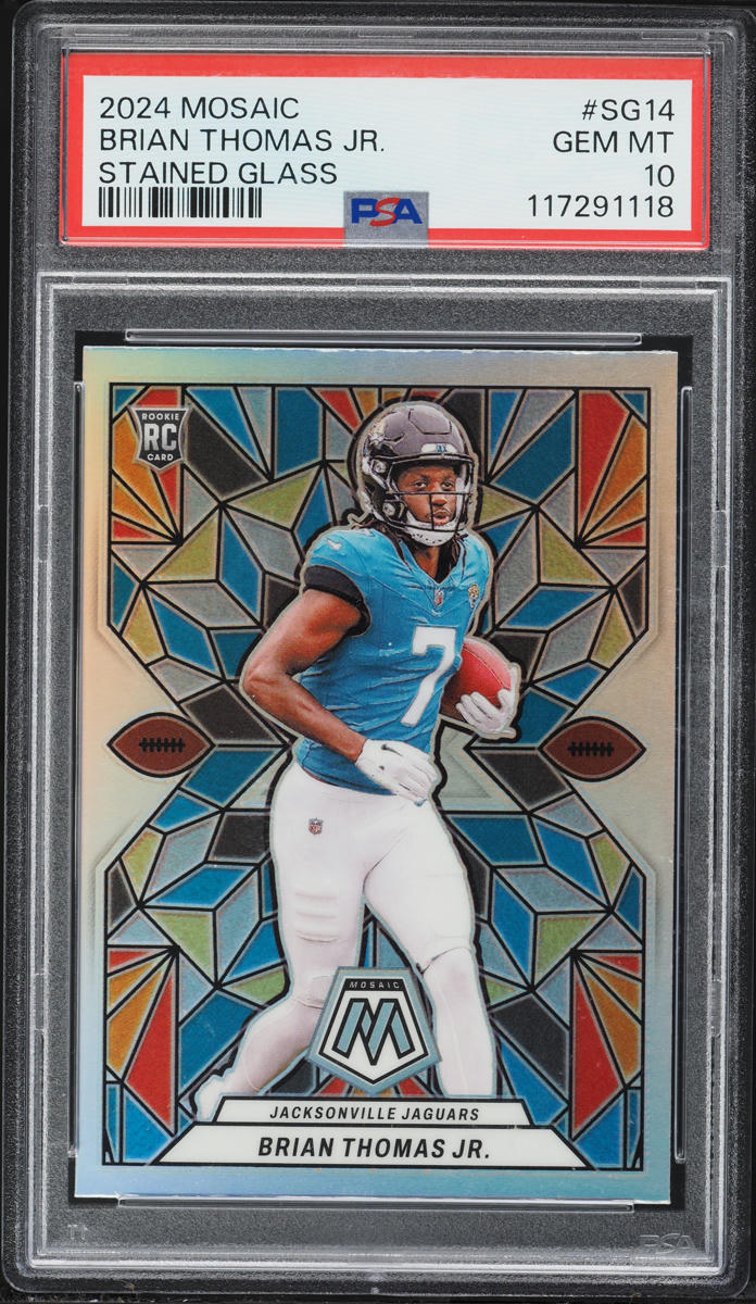 2024 Panini Mosaic Stained Glass Brian Thomas Jr. ROOKIE #SG-14 PSA 10 GEM MINT