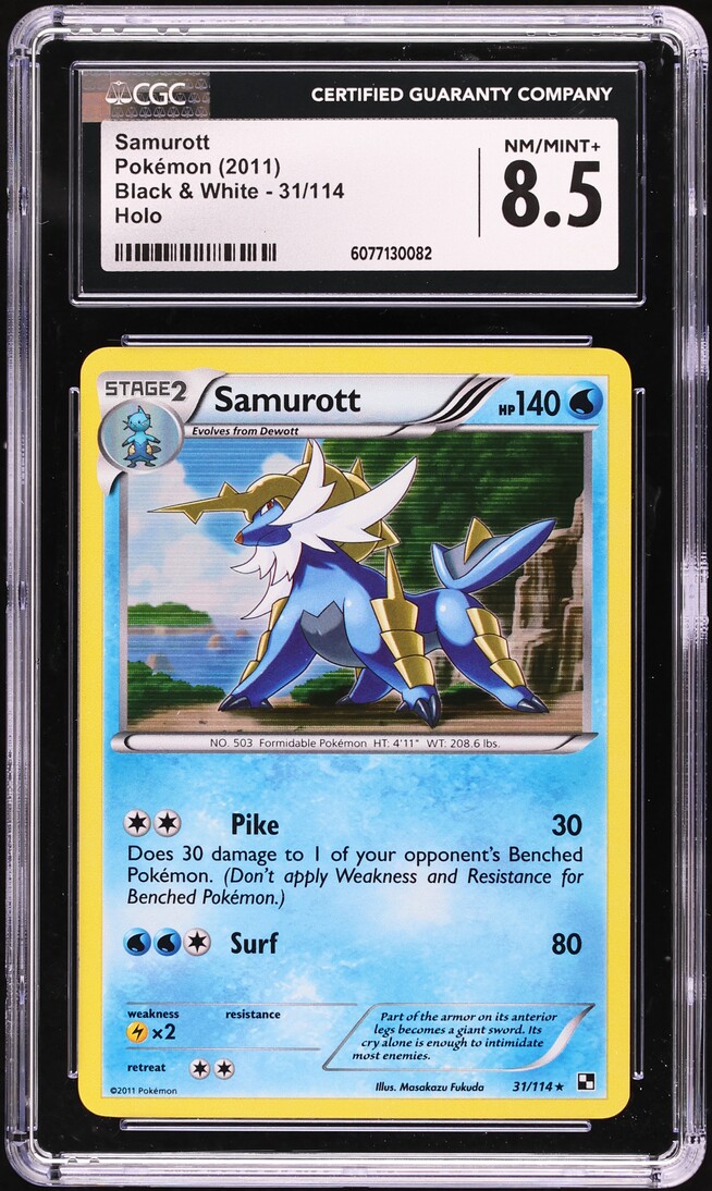 2011 Pokemon Black & White Holo Samurott #31 CGC 8.5 NM-MT+