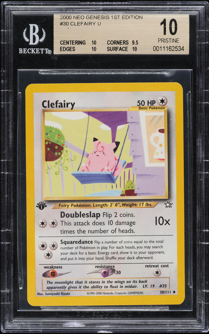 2000 Pokemon Neo Genesis 1st Edition Clefairy #30 BGS 10 PRISTINE