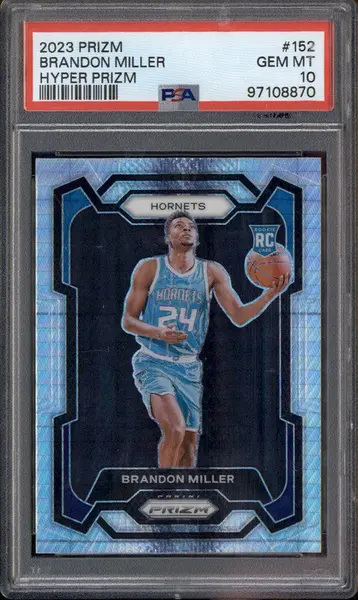 2023-24 Panini Prizm Prizms Hyper #152 Brandon Miller RC PSA 10